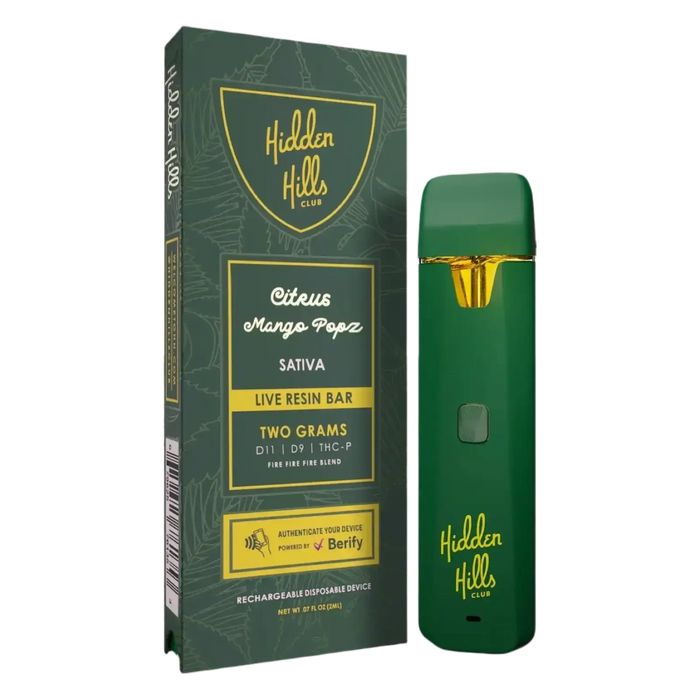 2g Live Resin Disposable | Citrus Mango Popz | Sativa Supergreenshempco