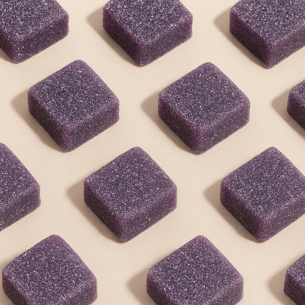 Detailed image of a THCa gummy candy, showcasing its texture and vibrant color