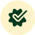 Green check mark icon on a beige background