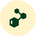 Chemical molecule icon on a beige background