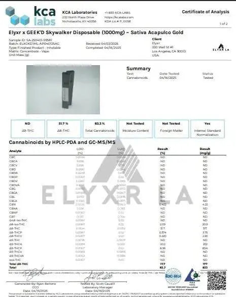 GEEK’D X ELYXR LA | THCA+THCP 1G DISPOSABLE | ACAPULCO GOLD | SATIVA GEEK'D