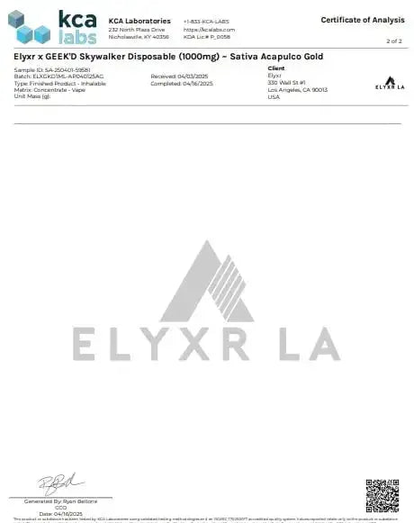 GEEK’D X ELYXR LA | THCA+THCP 1G DISPOSABLE | ACAPULCO GOLD | SATIVA GEEK'D