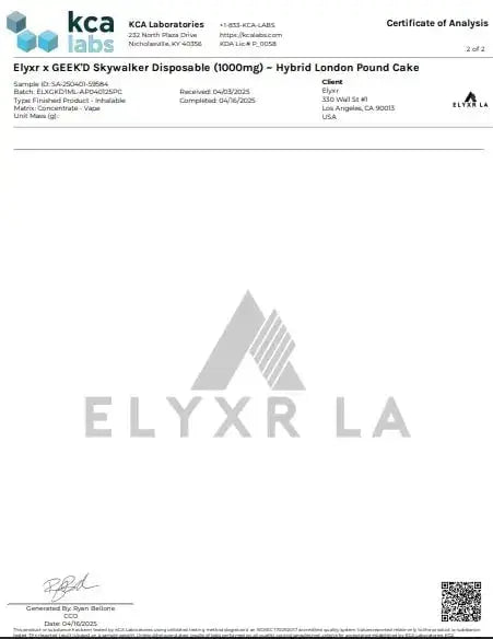 GEEK’D X ELYXR LA | THCA+THCP 1G DISPOSABLE | LONDON POUND CAKE | HYBRID GEEK'D