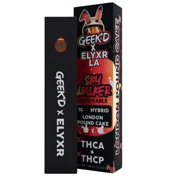 GEEK’D X ELYXR LA | THCA+THCP 1G DISPOSABLE | LONDON POUND CAKE | HYBRID