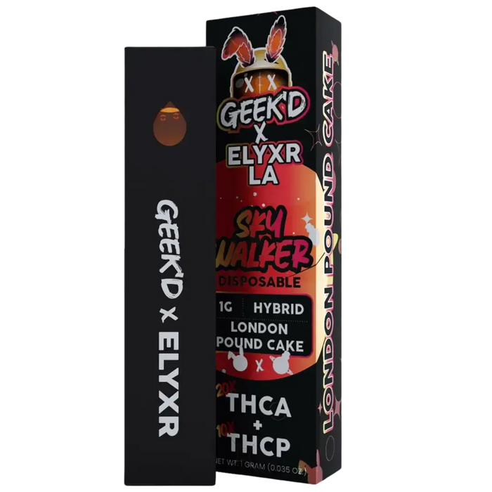 GEEK’D X ELYXR LA | THCA+THCP 1G DISPOSABLE | LONDON POUND CAKE | HYBRID