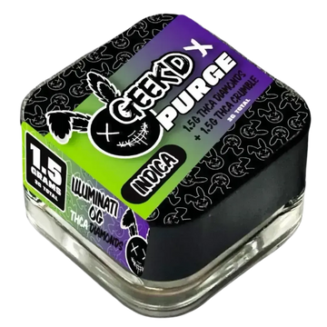 GEEK’D x PURGE – THC-A DIAMONDS + CRUMBLE – 3-GRAMS – ILLUMINATI OG x STRAWBERRY CHEESECAKE – INDICA GEEK'D