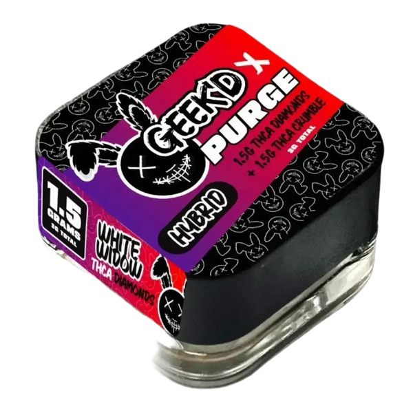 GEEK’D x PURGE – THC-A DIAMONDS + CRUMBLE – 3-GRAMS – WHITE WIDOW x RUNTZ OG – HYBRID GEEK'D