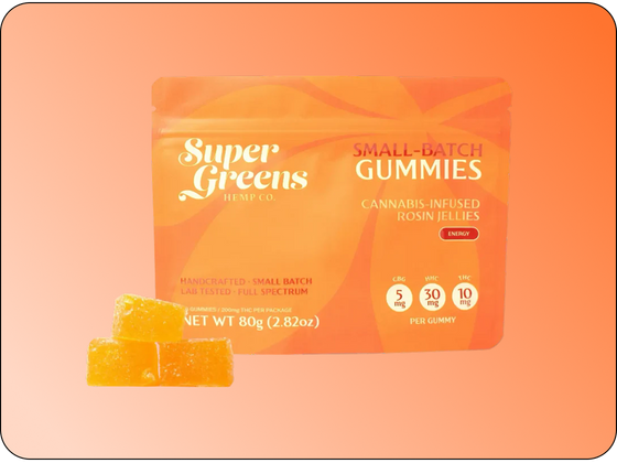 200mg Rosin Gummies (20ct) | 10mg Energy Gummies | Super Greens