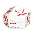 Cosmetic container with a red lid and white body, featuring text and graphics on a white background.