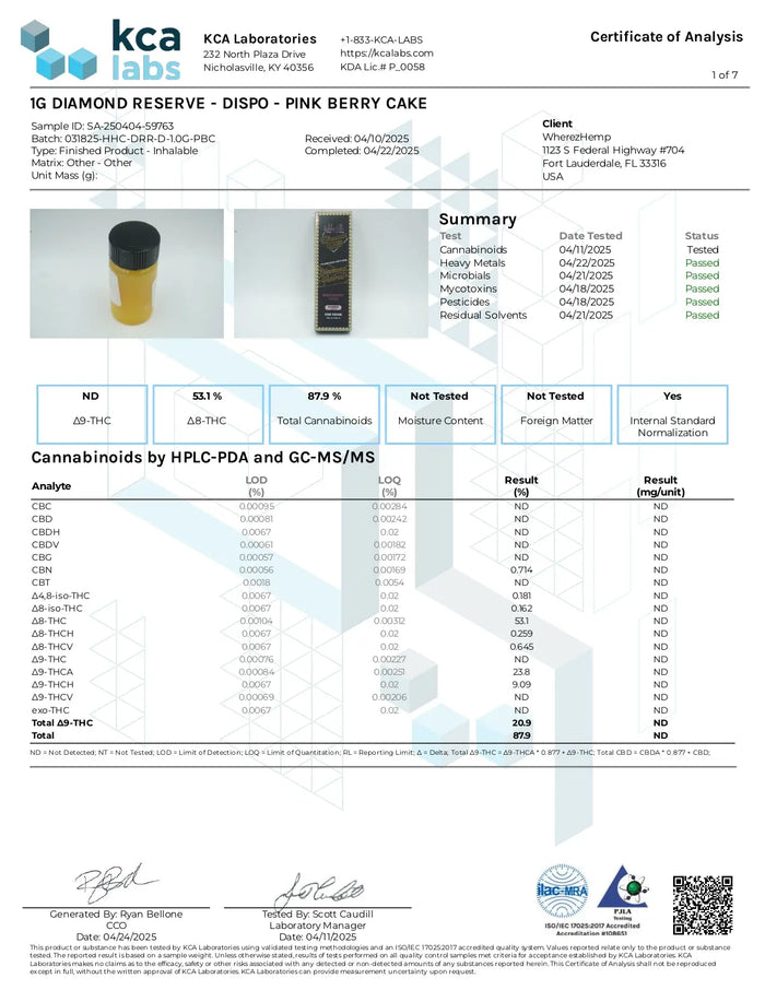 1G THCA Disposable | Pink Berry Cake | Hybrid 