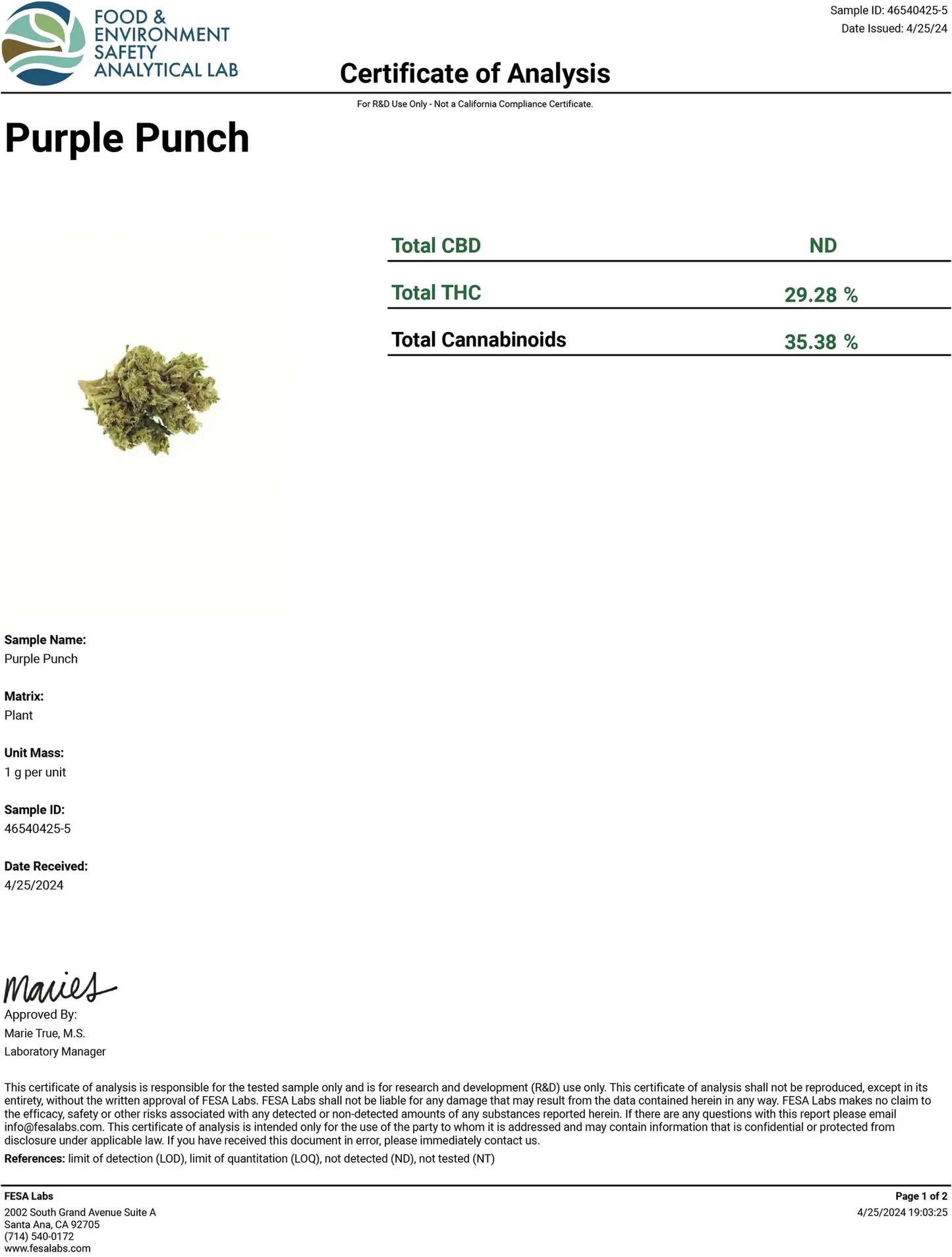 purple punch COA