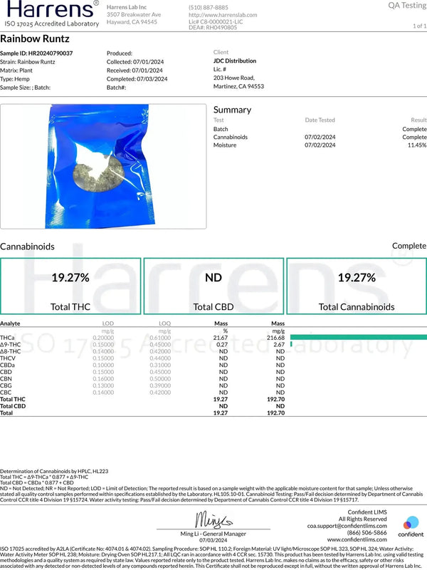 rainbow runtz COA