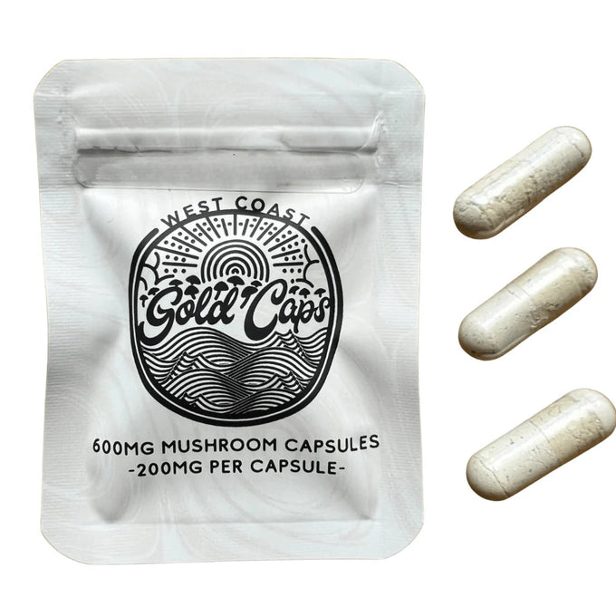 West Coast Gold Caps Microdose Magic Mushroom Capsules | 600mg