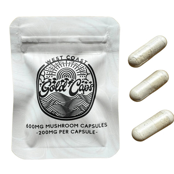 600mg West Coast Gold Caps Mushroom Capsules 