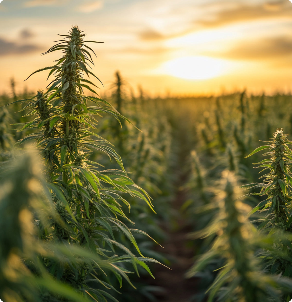 cannabis farm sunset