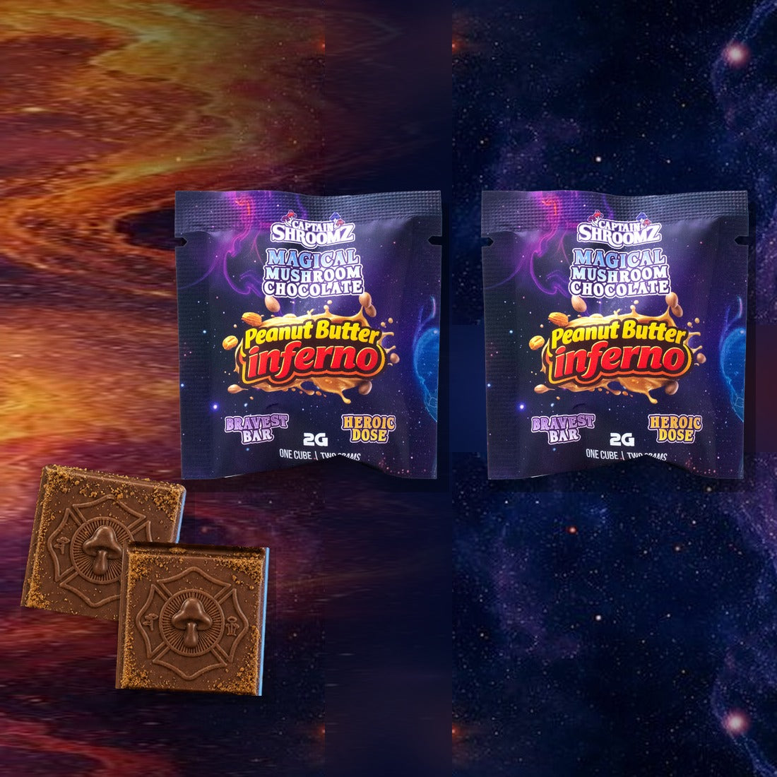Captain Shroomz Magic Mushrooms Bravest Chocolate | 2G/8G